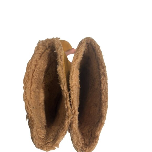 Timberland Womens 9W Tan Suede Fur-Lined Tall Boots With Rubber Soles - Picture 8 of 13